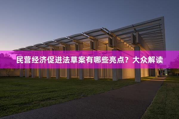 民营经济促进法草案有哪些亮点？大众解读