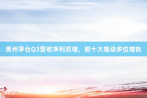 贵州茅台Q3营收净利双增，前十大推动多位增执