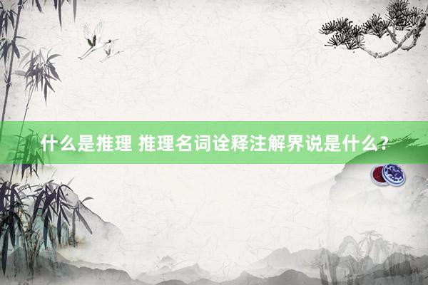 什么是推理 推理名词诠释注解界说是什么？