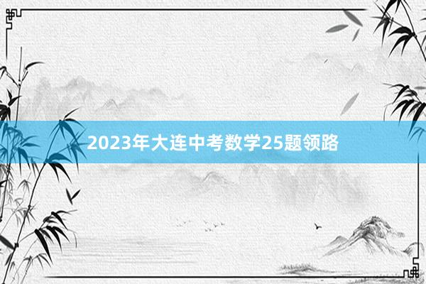 2023年大连中考数学25题领路