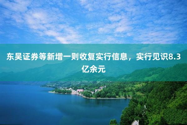东吴证券等新增一则收复实行信息，实行见识8.3亿余元
